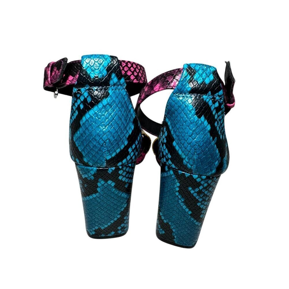 Nine West Rainbow Snake Print Leather Block Heele… - image 4